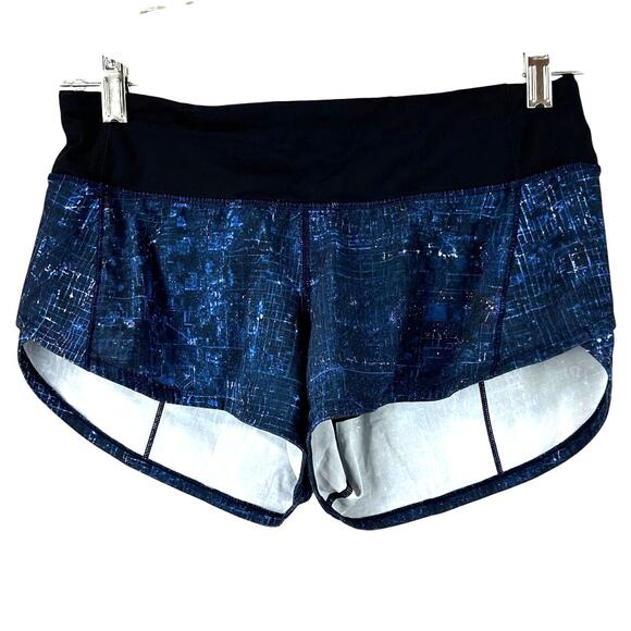 Lululemon Speed Up Short 2.5" City Lights Multi Black Blue Women's Size 4 EUC - Picture 1 of 7